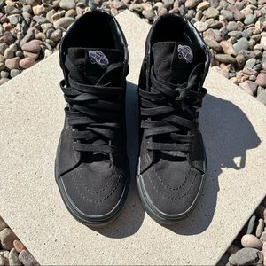 All Black canvas high top VANS